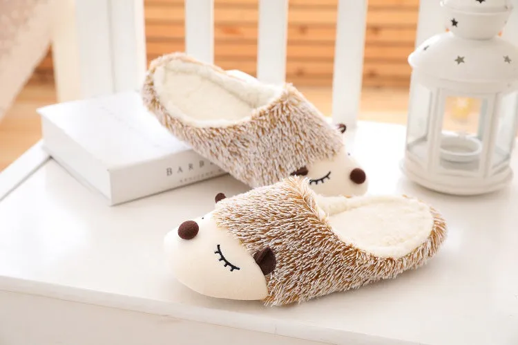Animal Slippers Cartoon Cute Hedgehog Home Interior Floor Cotton Slippers UGG Style