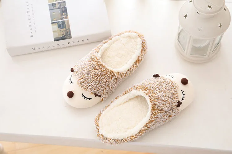 Animal Slippers Cartoon Cute Hedgehog Home Interior Floor Cotton Slippers UGG Style