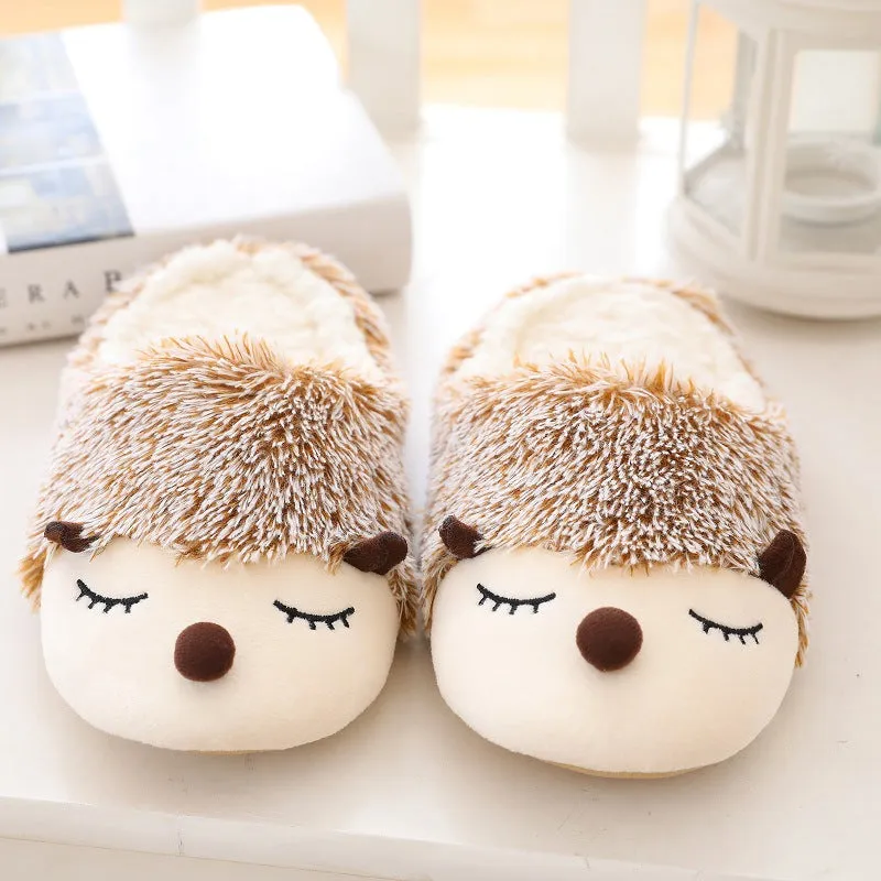 Animal Slippers Cartoon Cute Hedgehog Home Interior Floor Cotton Slippers UGG Style