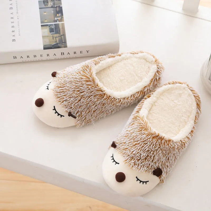 Animal Slippers Cartoon Cute Hedgehog Home Interior Floor Cotton Slippers UGG Style