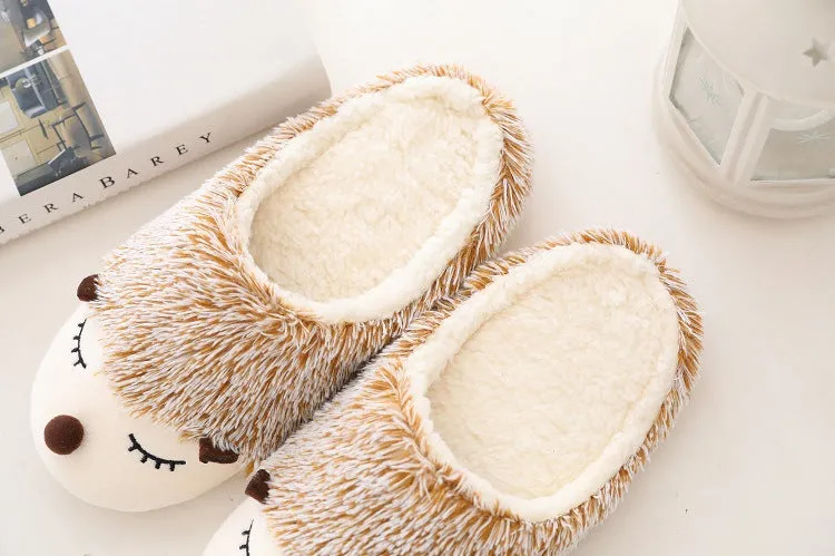 Animal Slippers Cartoon Cute Hedgehog Home Interior Floor Cotton Slippers UGG Style