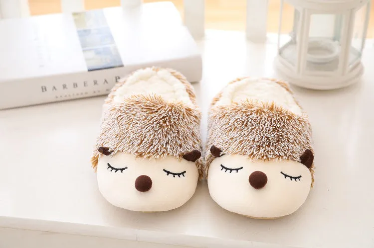 Animal Slippers Cartoon Cute Hedgehog Home Interior Floor Cotton Slippers UGG Style