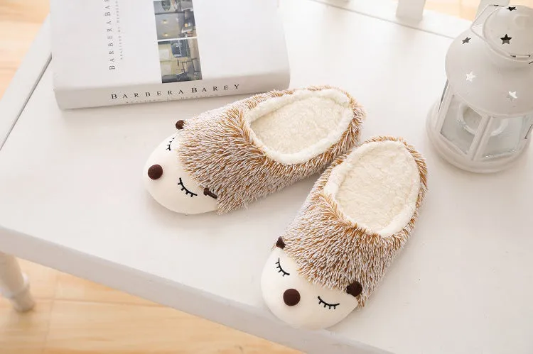Animal Slippers Cartoon Cute Hedgehog Home Interior Floor Cotton Slippers UGG Style