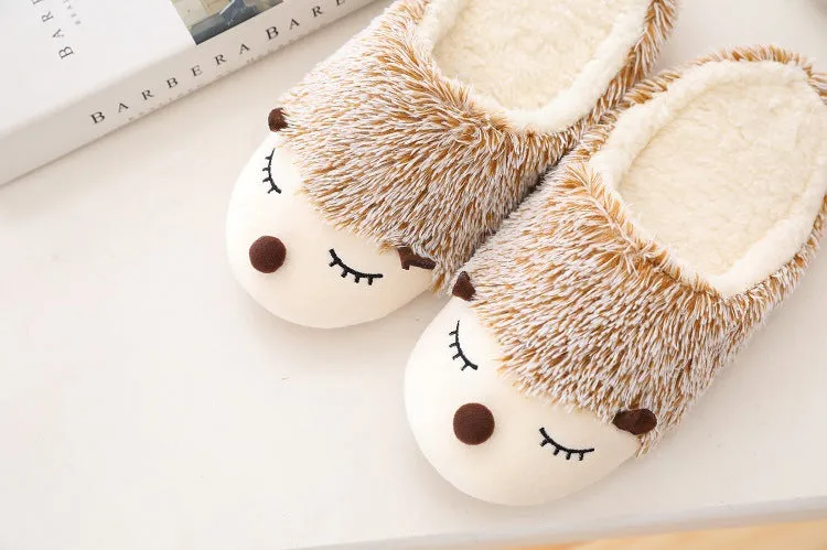Animal Slippers Cartoon Cute Hedgehog Home Interior Floor Cotton Slippers UGG Style