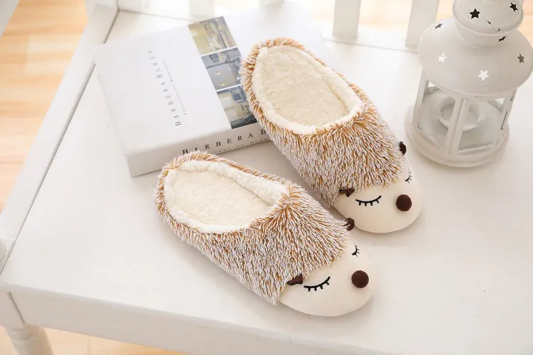 Animal Slippers Cartoon Cute Hedgehog Home Interior Floor Cotton Slippers UGG Style