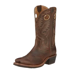 Ariat Brown Oiled Rowdy Heritage Roughstock Blunt Toe Western Boots for Men