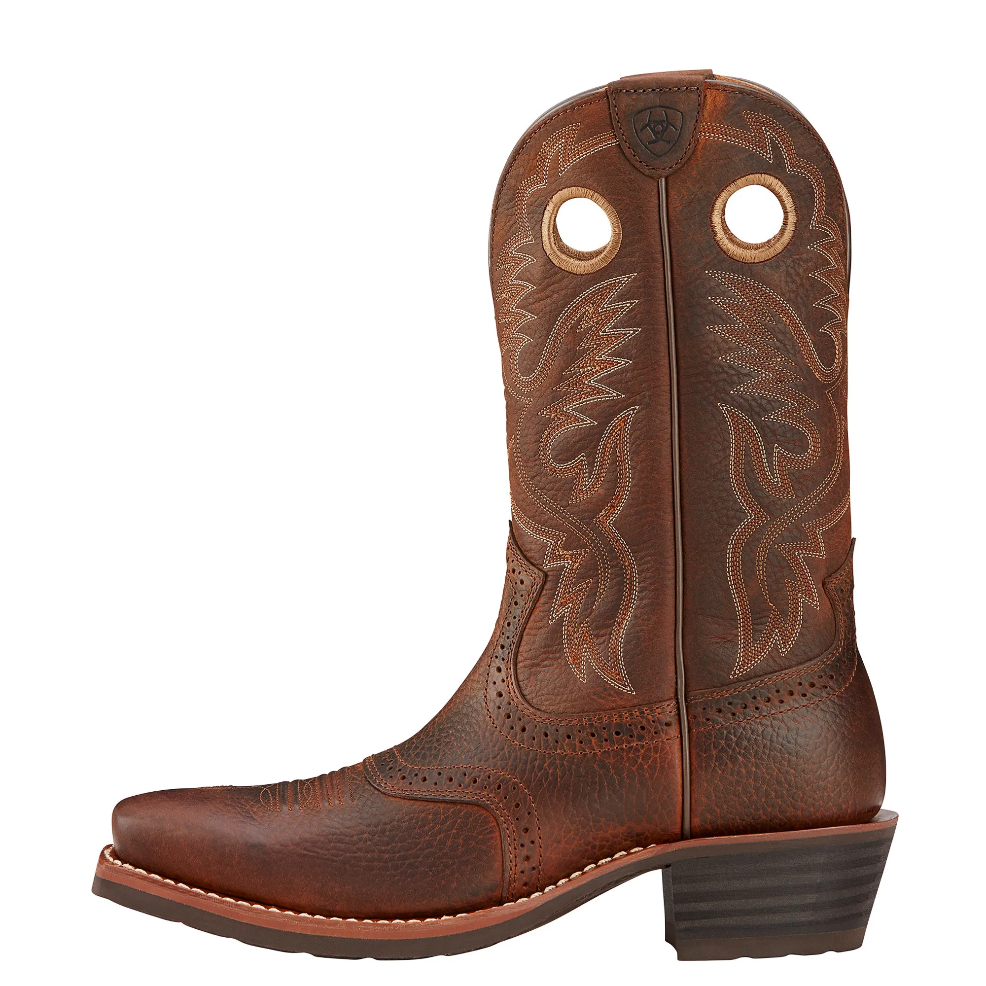 Ariat Brown Oiled Rowdy Heritage Roughstock Blunt Toe Western Boots for Men