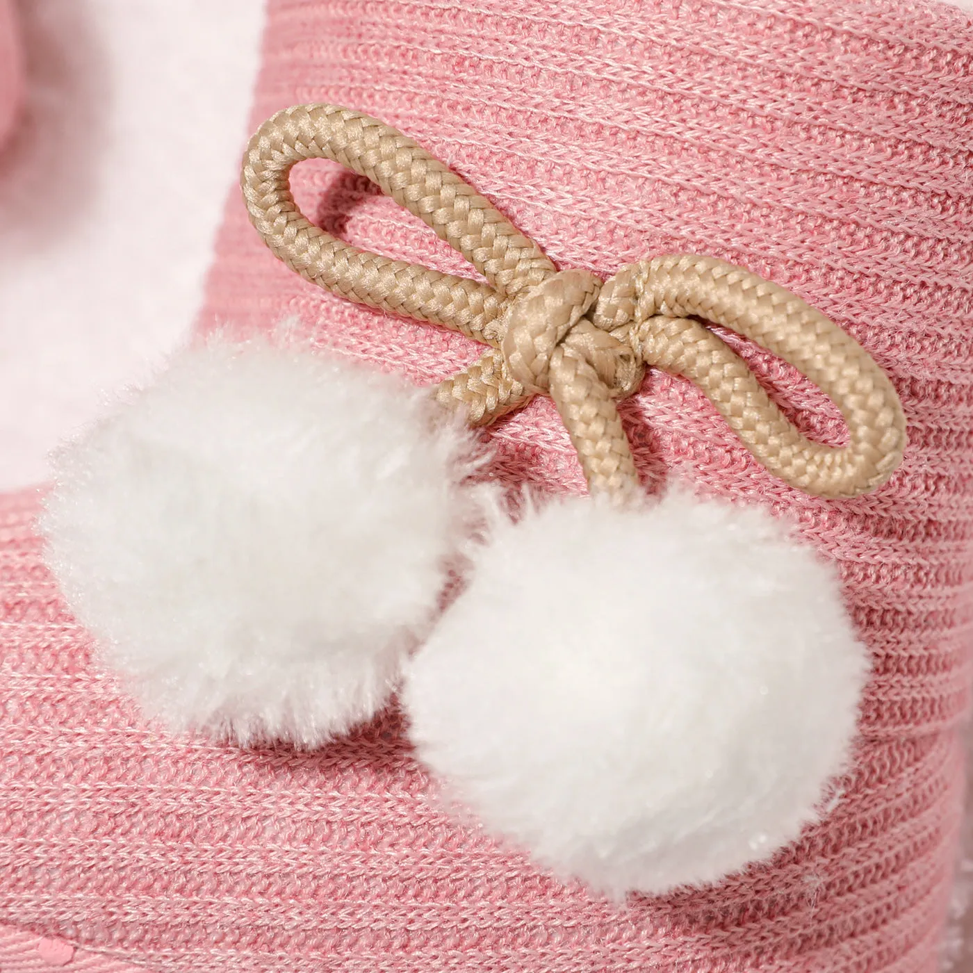 Baby / Toddler Girl Knitted Bowknot Fluff Ball Fleece-lining Prewalker Shoes