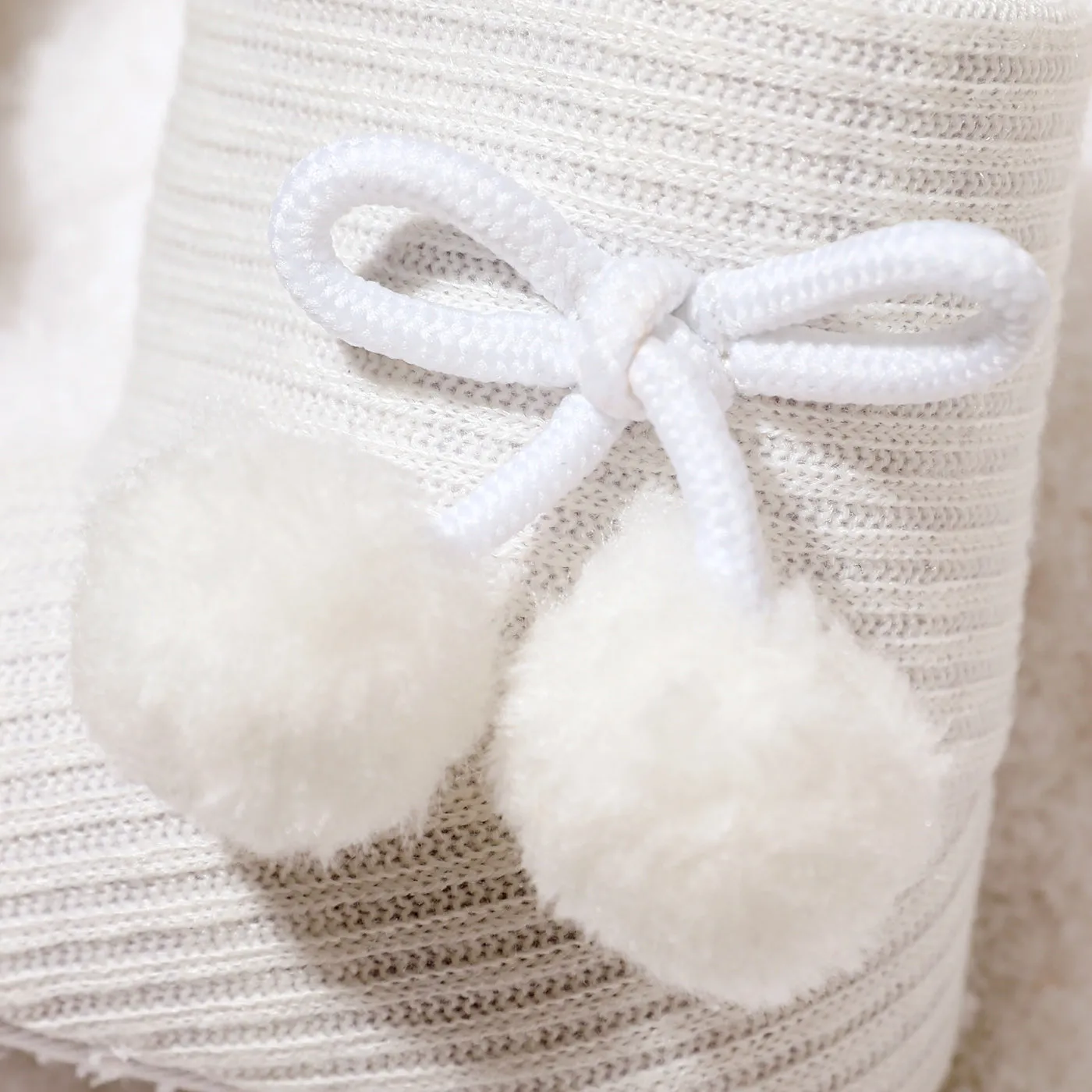 Baby / Toddler Girl Knitted Bowknot Fluff Ball Fleece-lining Prewalker Shoes