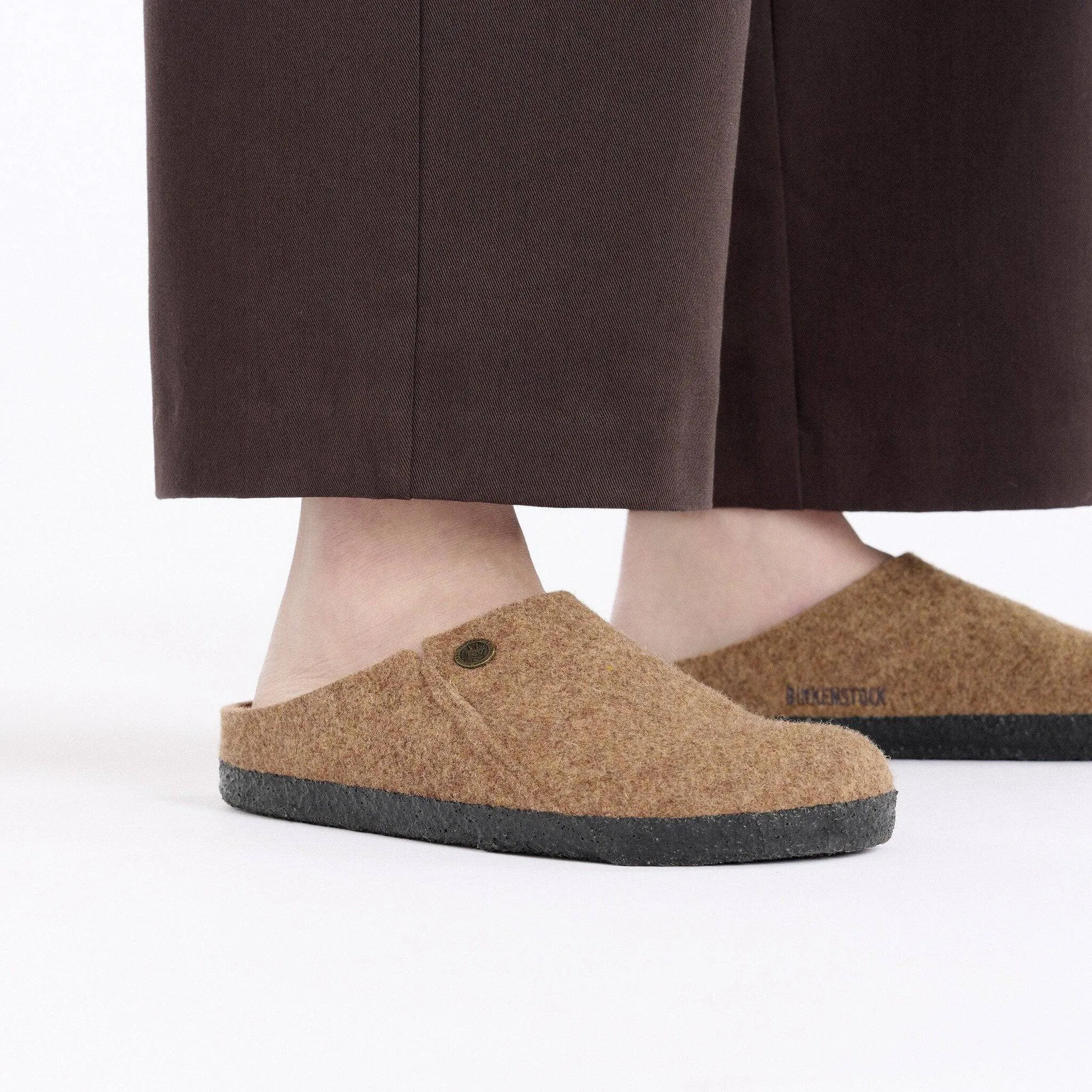 Birkenstock Zermatt Rivet Wool Ladies Toffee Wool Slip On Slippers