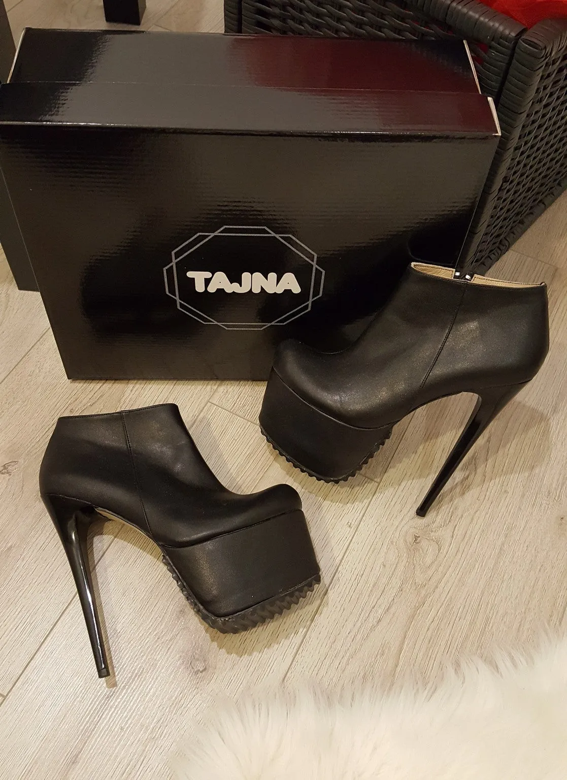 Black Sport Platform Ankle Booties