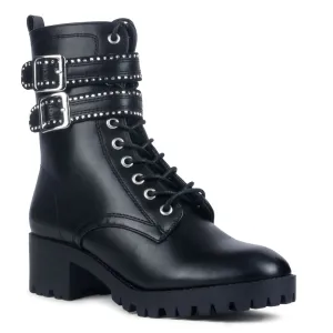 Black Studded High Ankle Boot