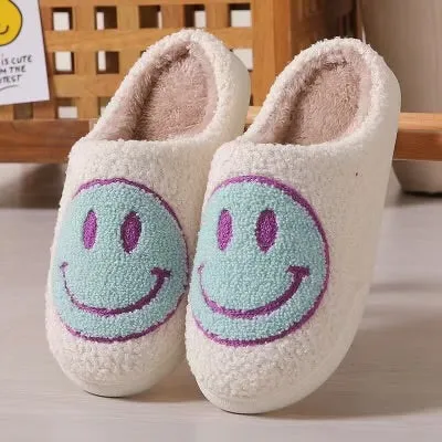 Blue & Violet Smiley Face Slippers