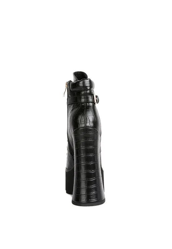 Bougie High Block Heel Lace Up Biker Boots