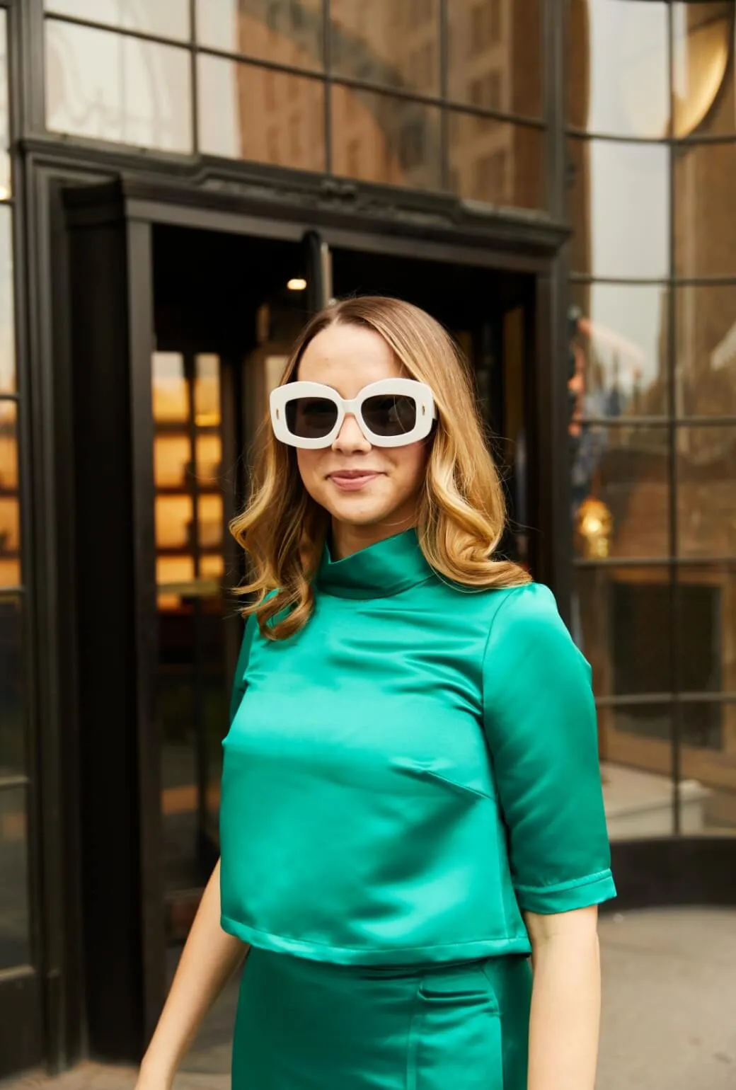 Buru x Old Soul Etiquette Twiggy Top - Green Satin