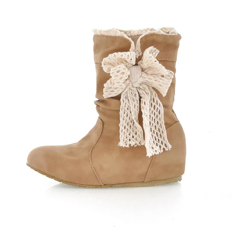 Casual Fashion Bobbin Lace Half Boots Flattie Single Boots