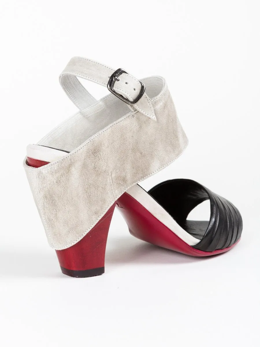 color block sandal - black