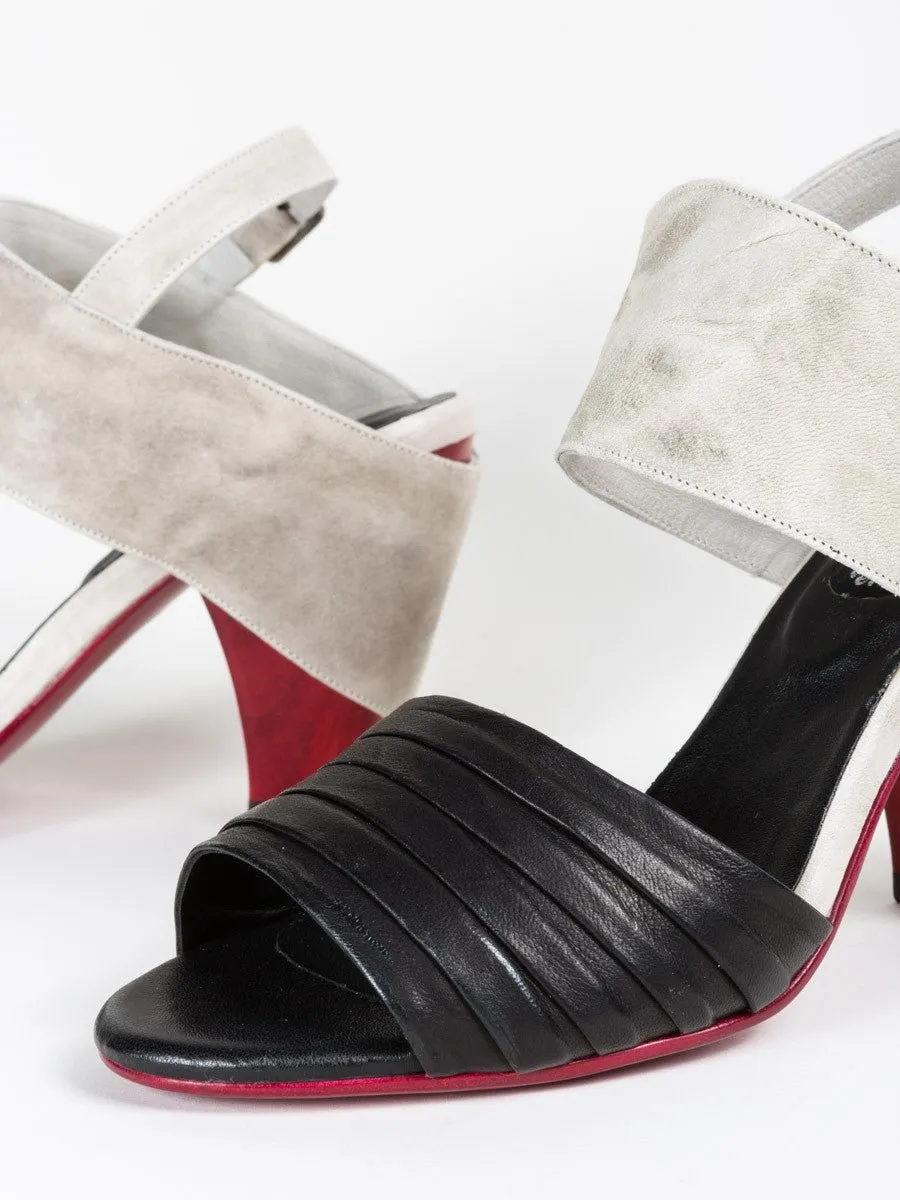 color block sandal - black