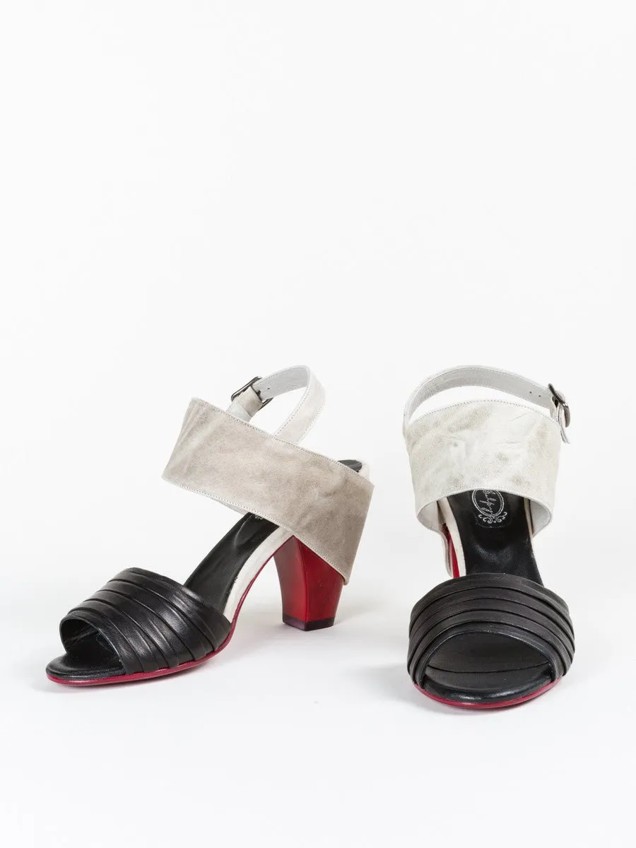 color block sandal - black