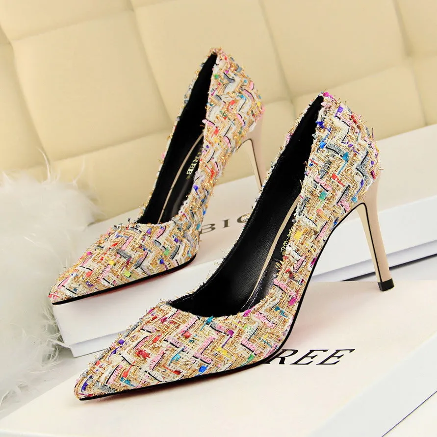Colorful Pointed Toe Stiletto Heel High Heels Party Shoes