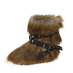 Dark Brown Funky Fuzzy Boots
