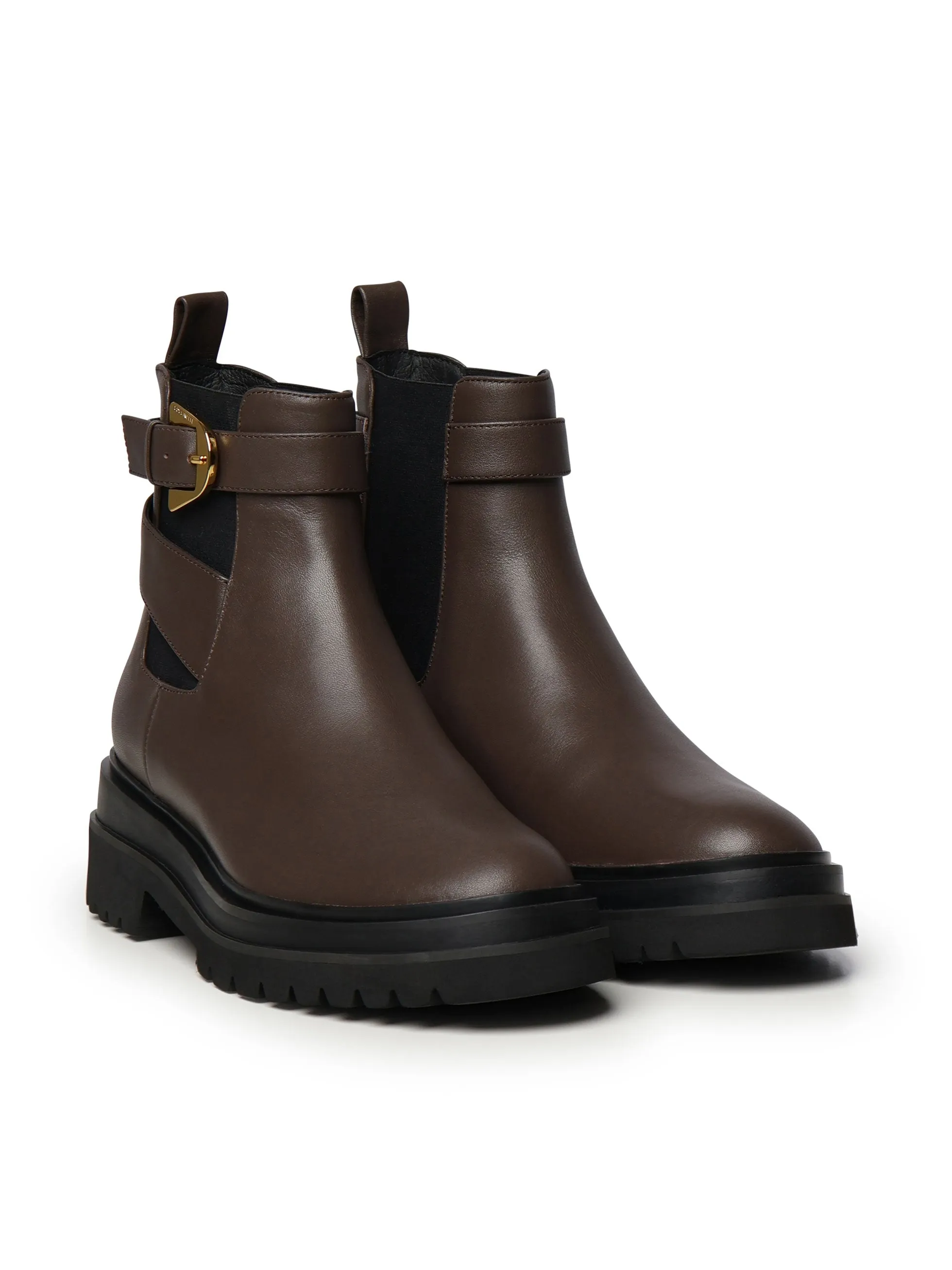 Dorian Smooth Brown Buckle Boots