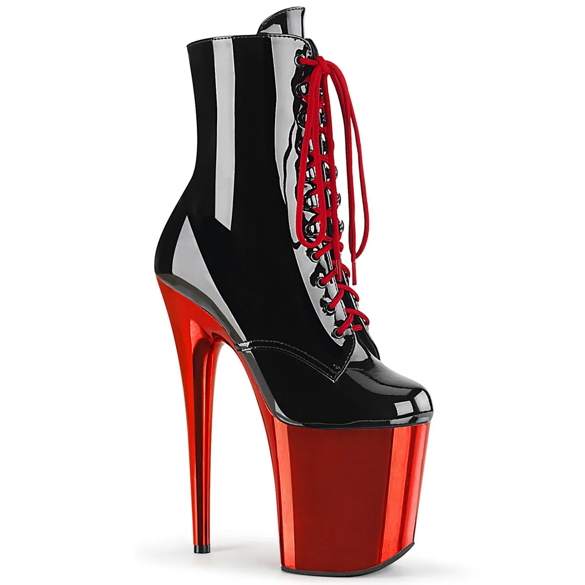Flamingo-1020 Black Patent/Red Chrome, 8" Heel (Speed Heels)