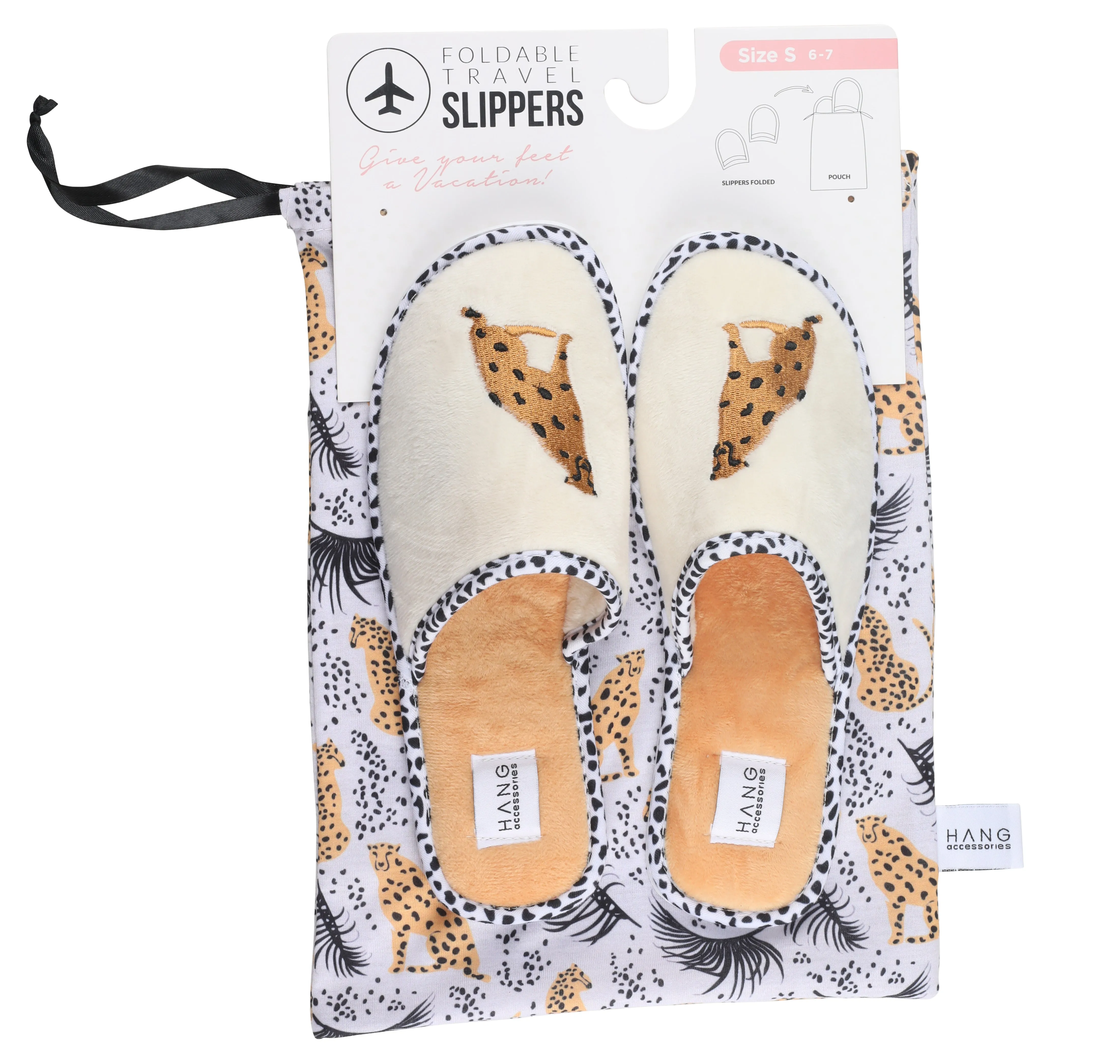 Foldable Travel Slippers Cheetah