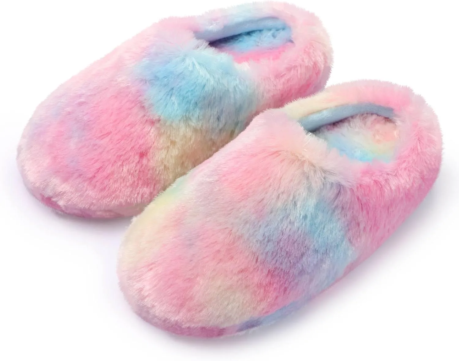 Girls Plush Faux Fur Slip on House Slippers Clog with Memory Foam - Bedroom Slippers Outdoor Indoor Faux Fur Lined