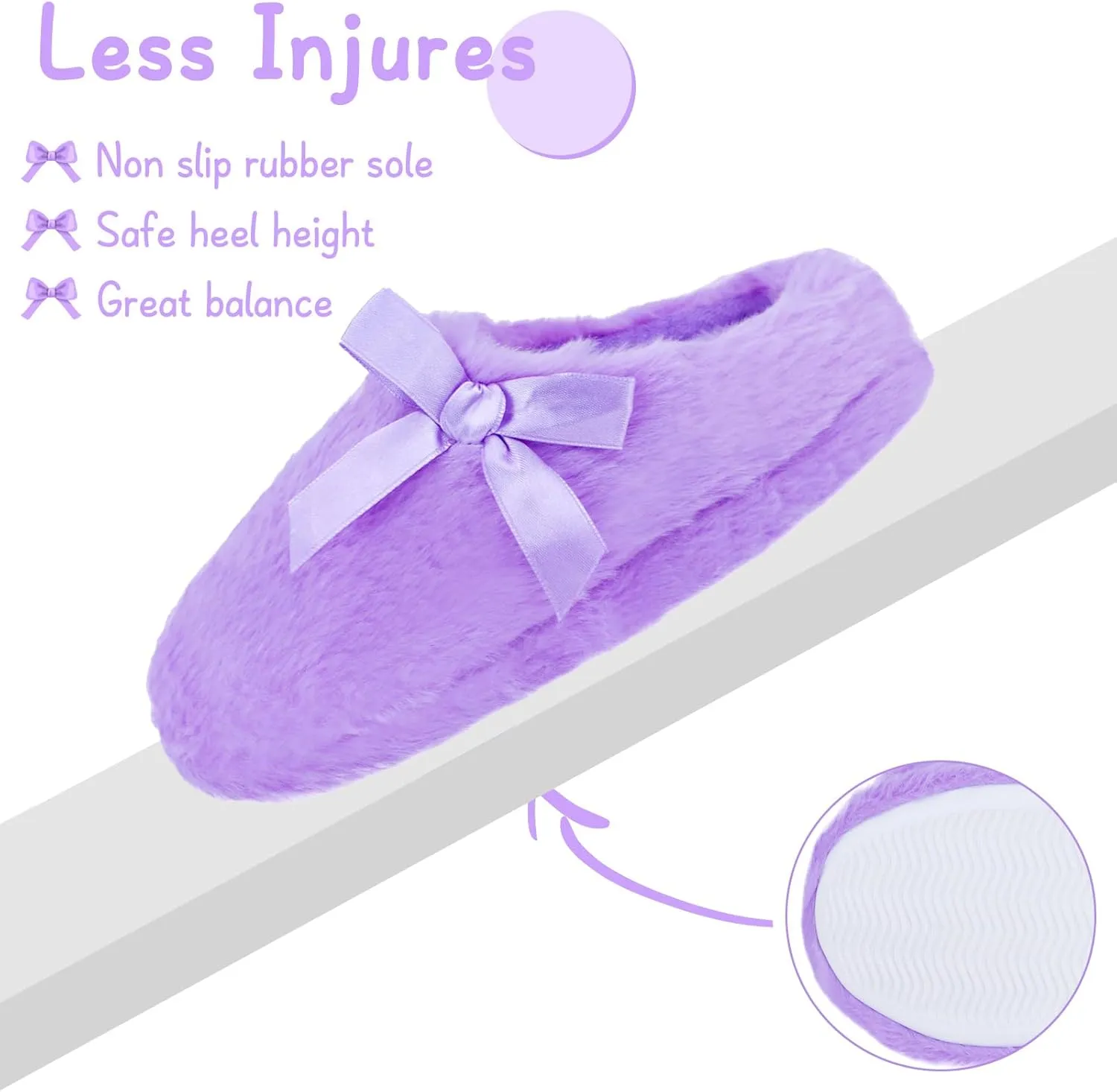 Girls Plush Faux Fur Slip on House Slippers Clog with Memory Foam - Bedroom Slippers Outdoor Indoor Faux Fur Lined