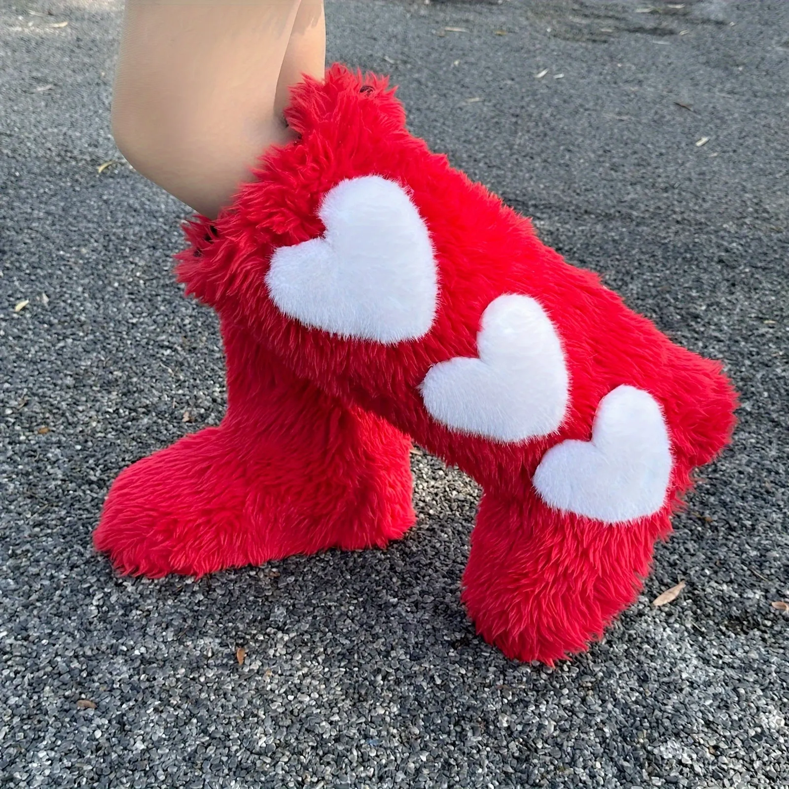 Heart Design Fashionable Fur Boots
