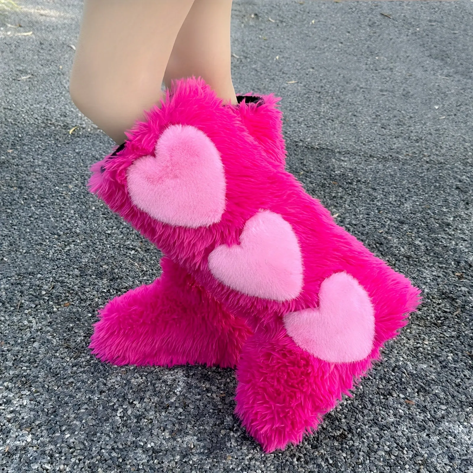 Heart Design Fashionable Fur Boots