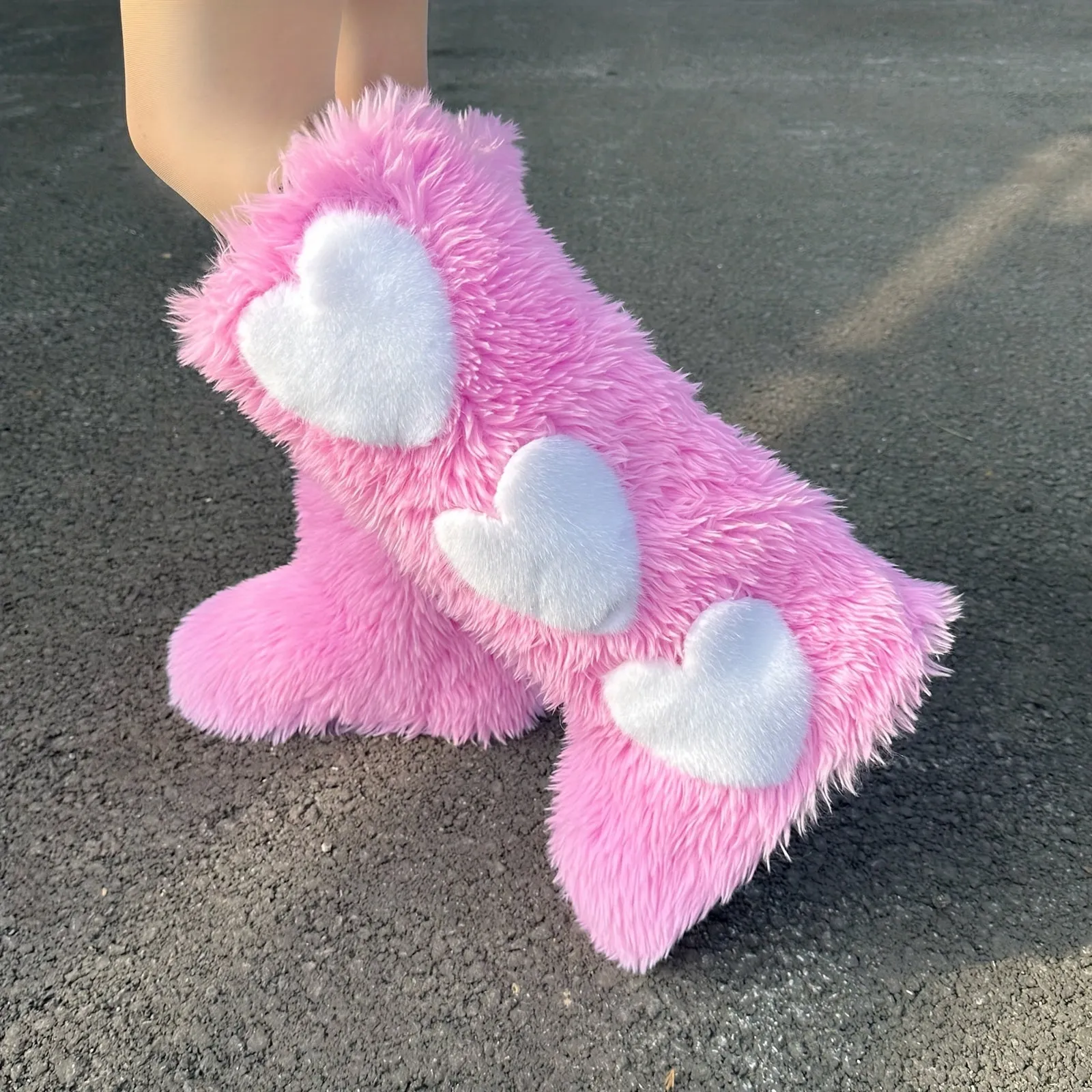 Heart Design Fashionable Fur Boots