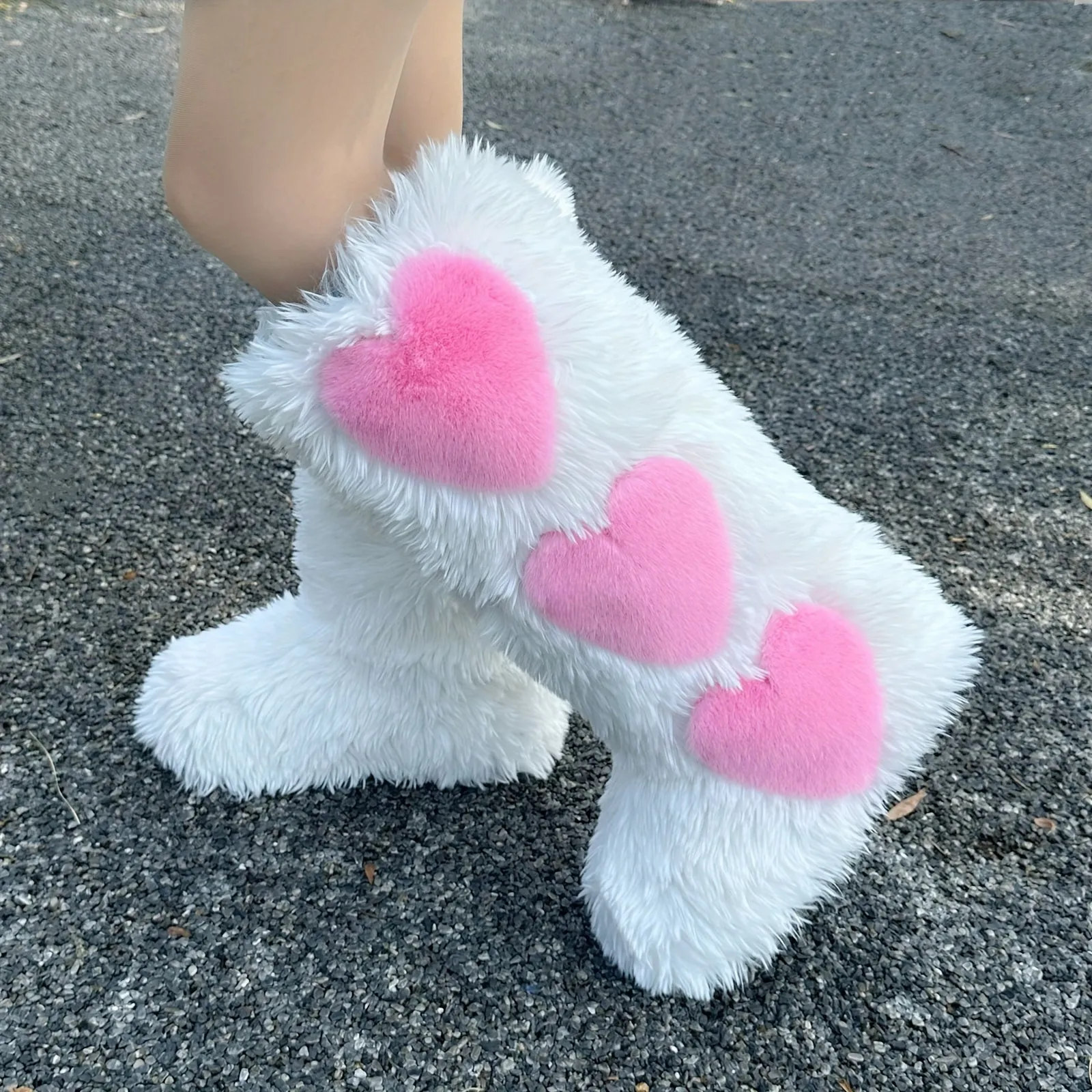 Heart Design Fashionable Fur Boots