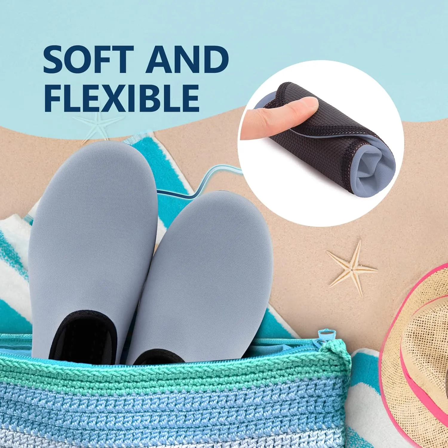 JACKSHIBO Water Shoes for Women Men Swim Shoes Water Socks for Cruise Essentials Swimming Aqua Beach Pool Yoga Surf