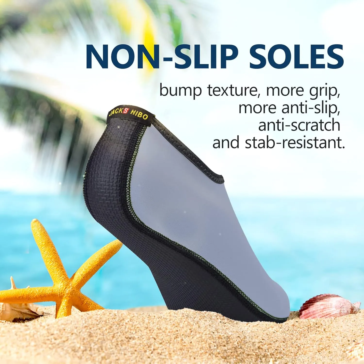 JACKSHIBO Water Shoes for Women Men Swim Shoes Water Socks for Cruise Essentials Swimming Aqua Beach Pool Yoga Surf