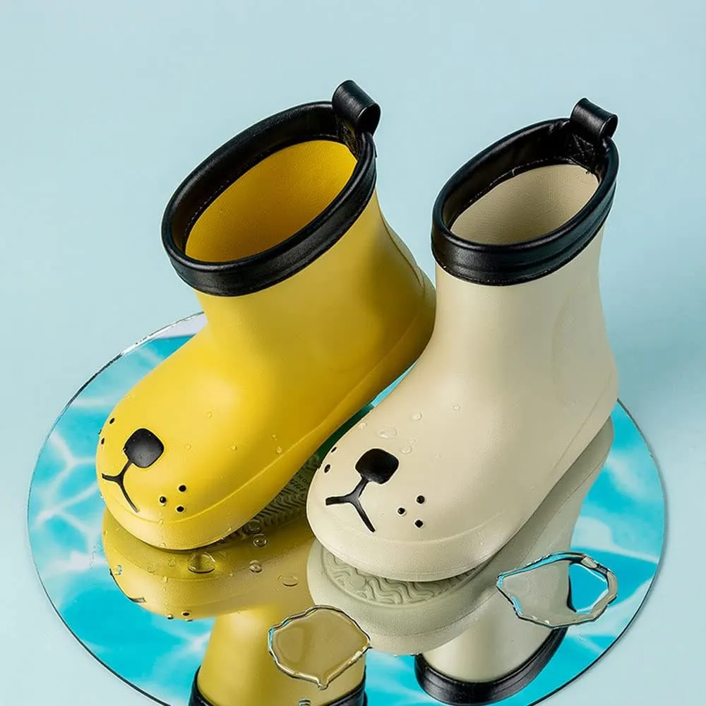 JadeRich Toddler Kids Easy On Waterproof Rain Boots Lightweight Rainboots for Baby Boys Girls