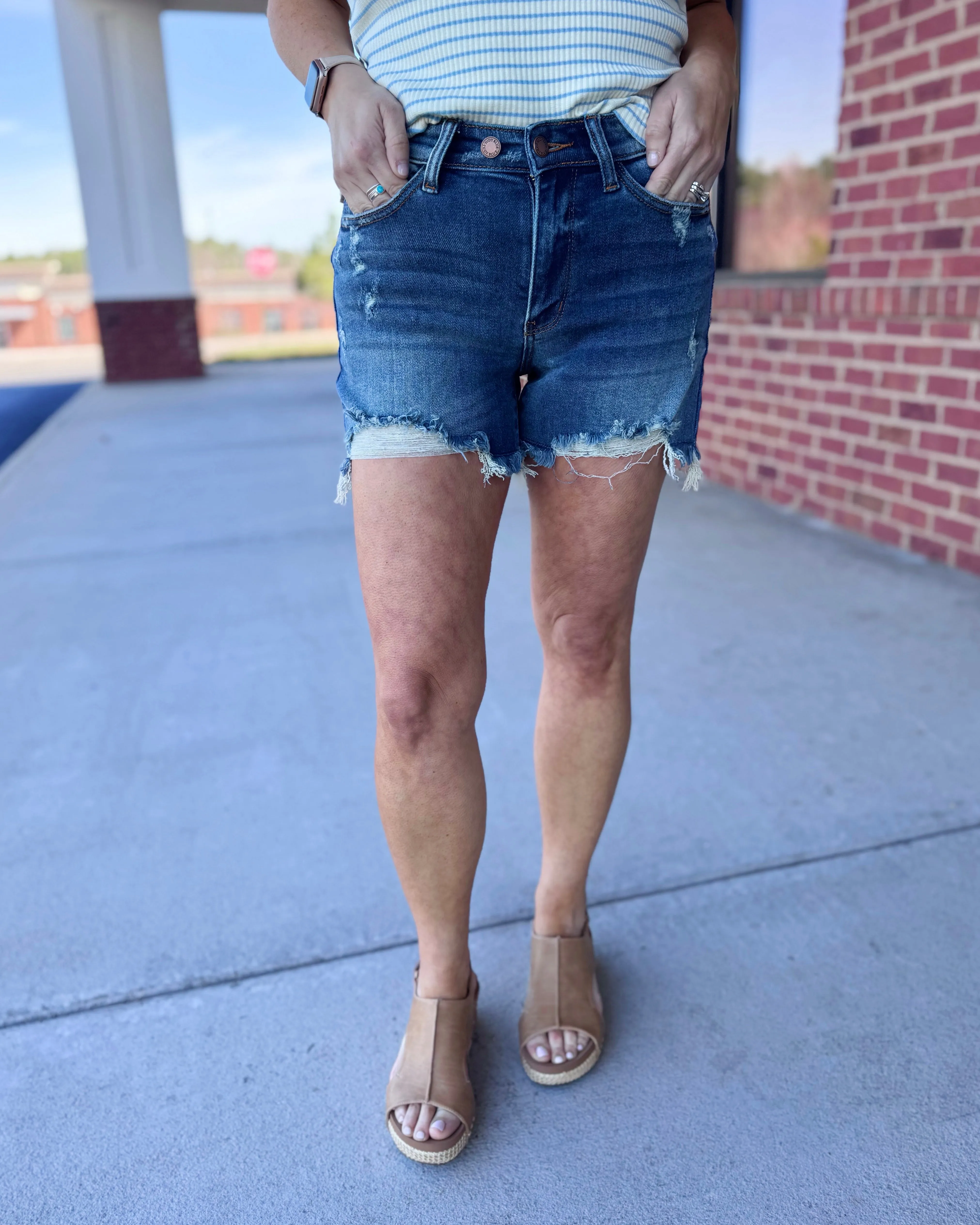 Judy Blue REG/CURVY Two Buttoned Dad Shorts