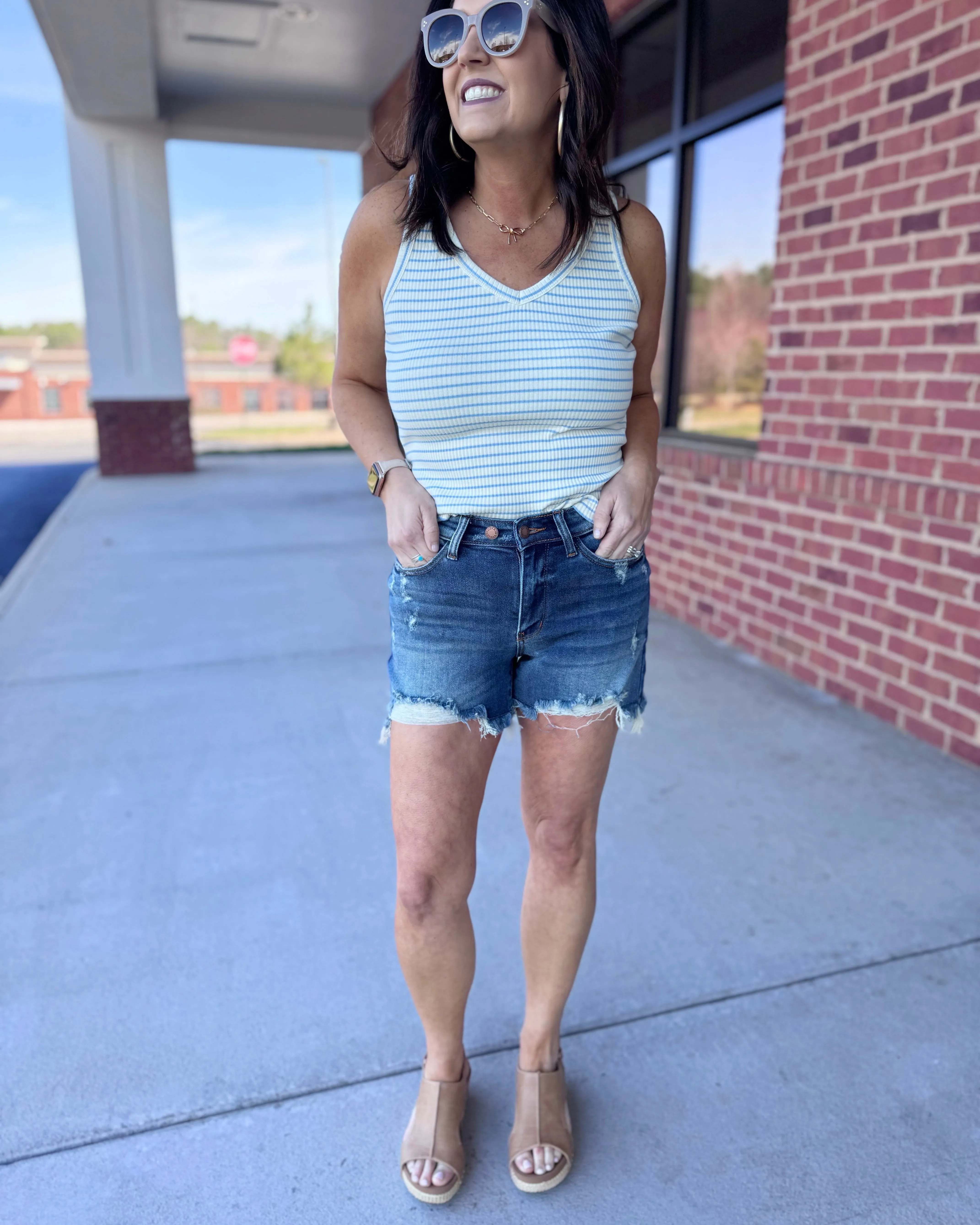 Judy Blue REG/CURVY Two Buttoned Dad Shorts