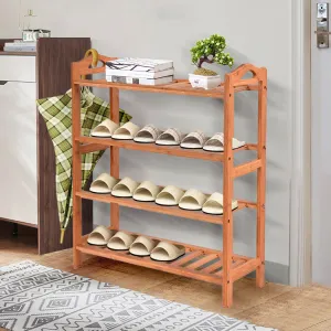 Levede 2x 4 Tier Bamboo Shoe Rack Shoes
