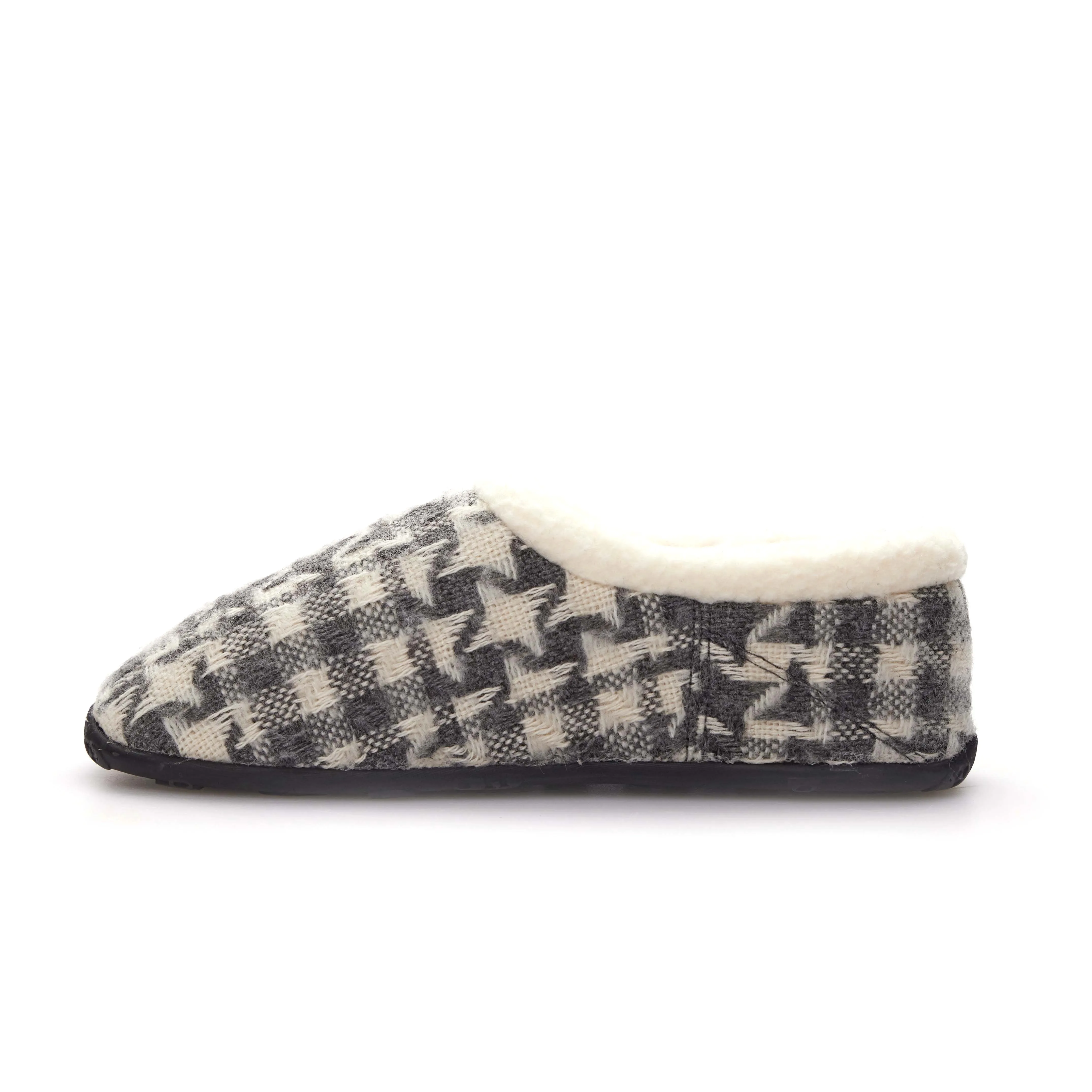 Martha - Grey & Cream Checked Patterned Women's Slippers