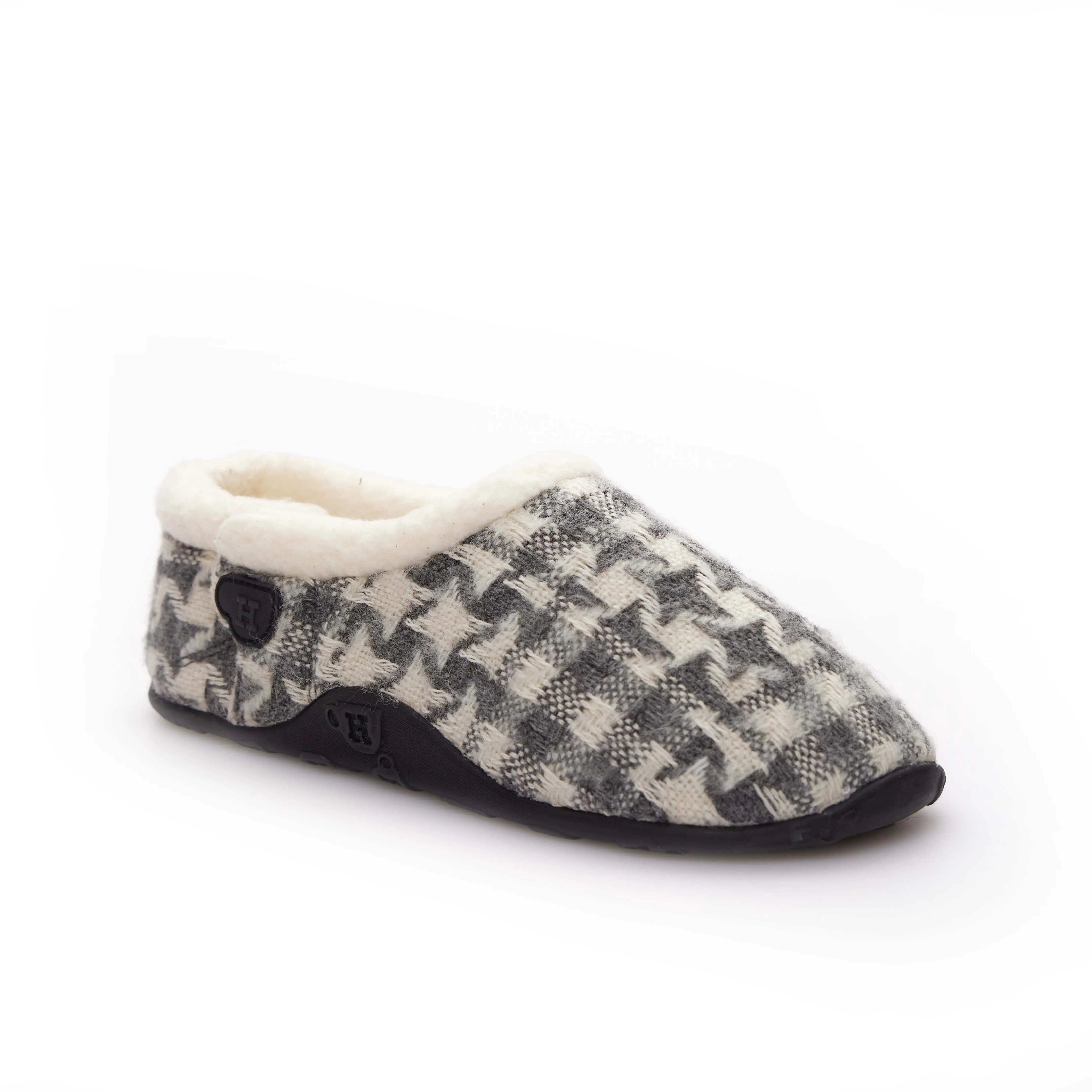 Martha - Grey & Cream Checked Patterned Women's Slippers