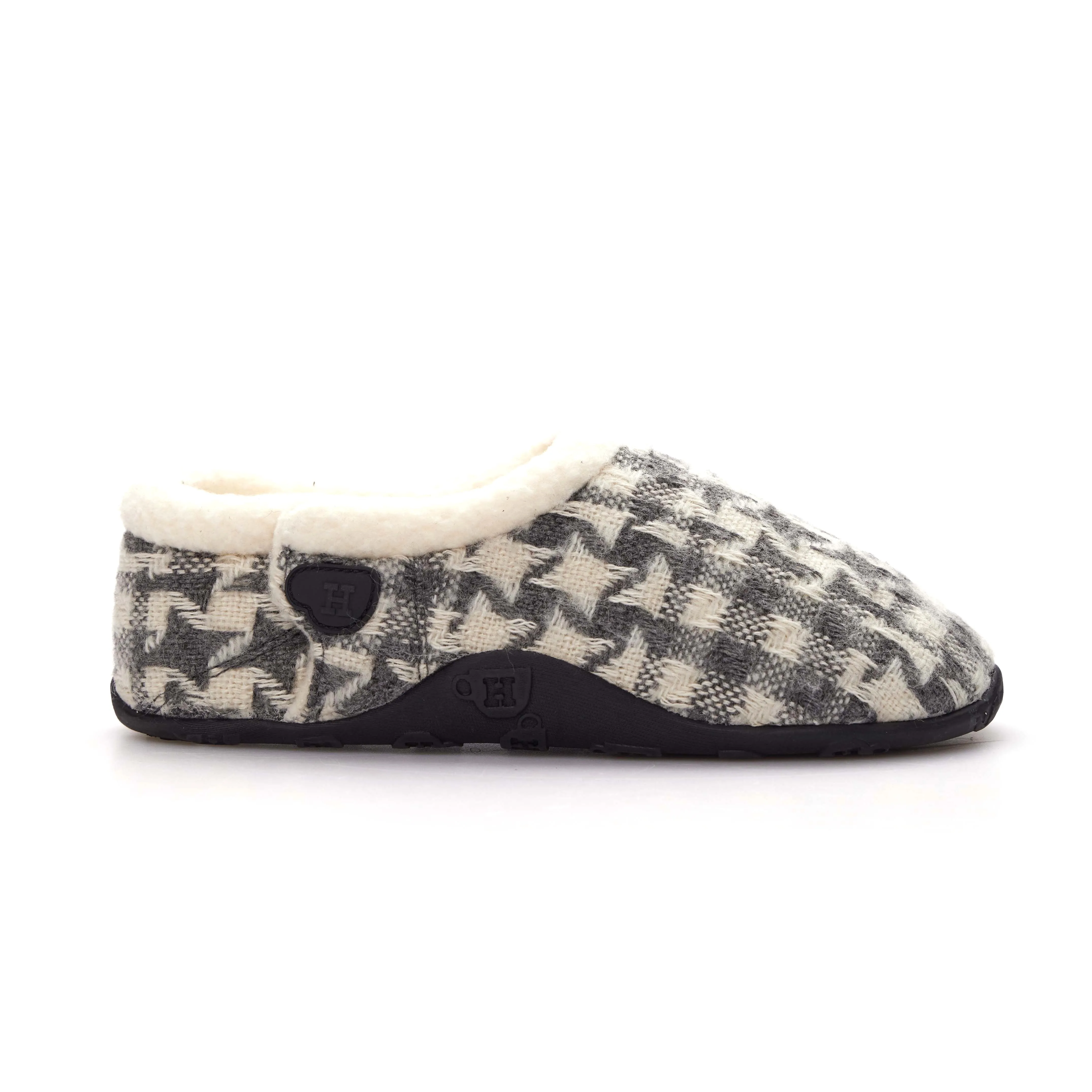 Martha - Grey & Cream Checked Patterned Women's Slippers