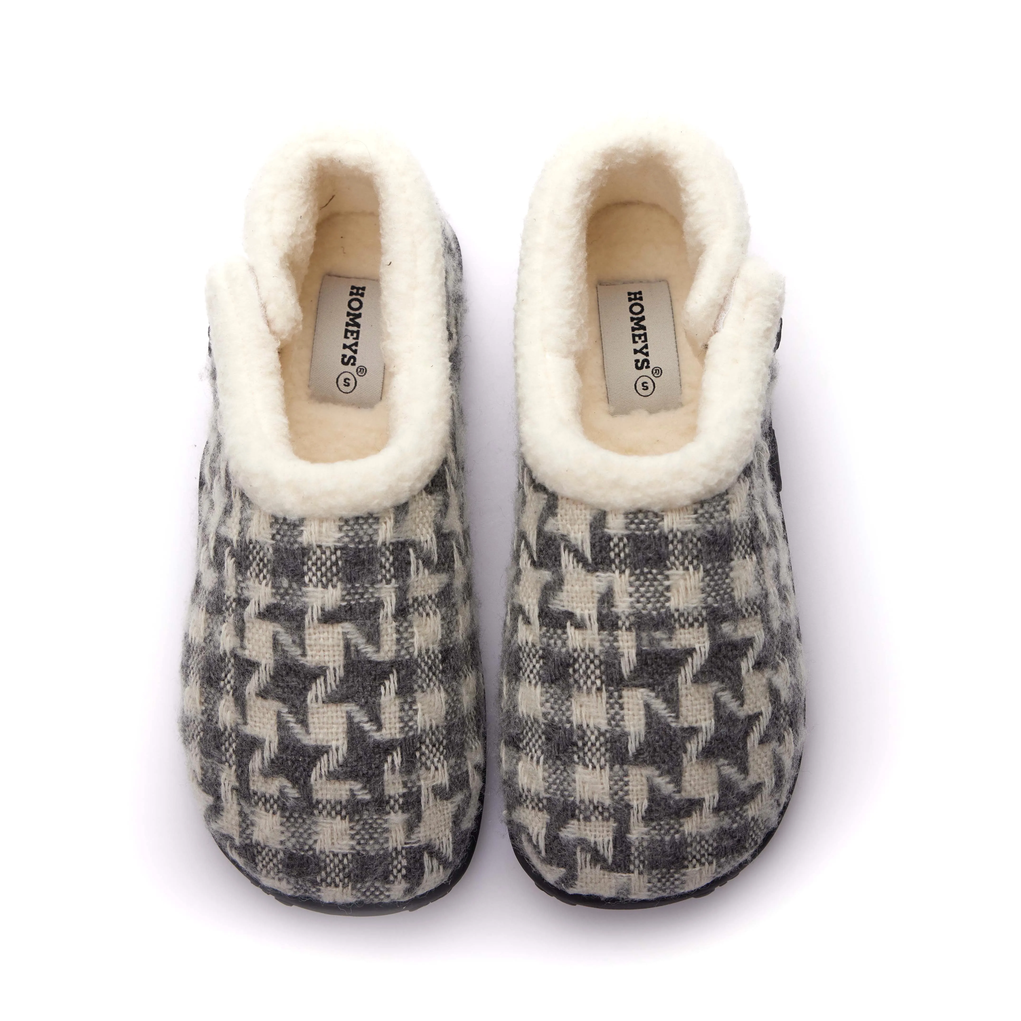 Martha - Grey & Cream Checked Patterned Women's Slippers