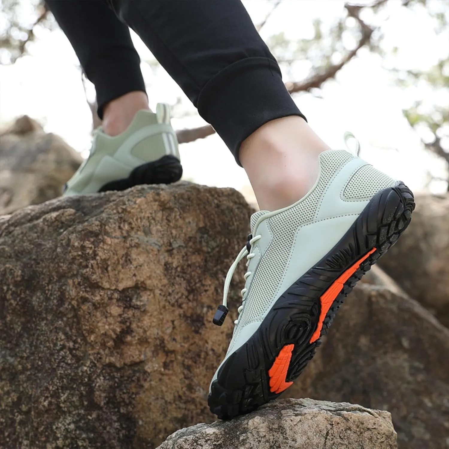 Men's Barefoot Shoes Minimalist Wide Toe Trail Running Shoes Breathable Cross Training Shoe for Gym Climbing Hiking
