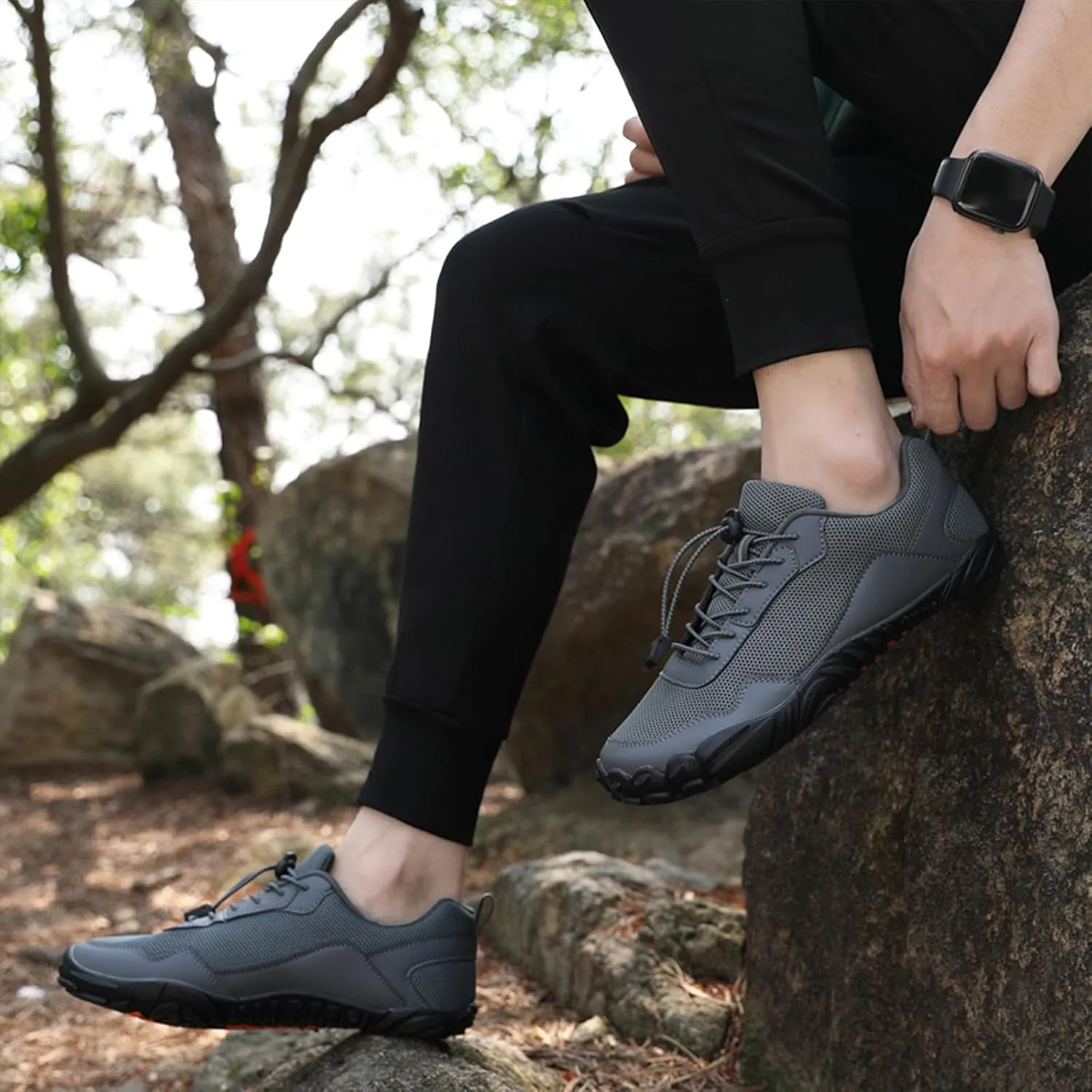Men's Barefoot Shoes Minimalist Wide Toe Trail Running Shoes Breathable Cross Training Shoe for Gym Climbing Hiking