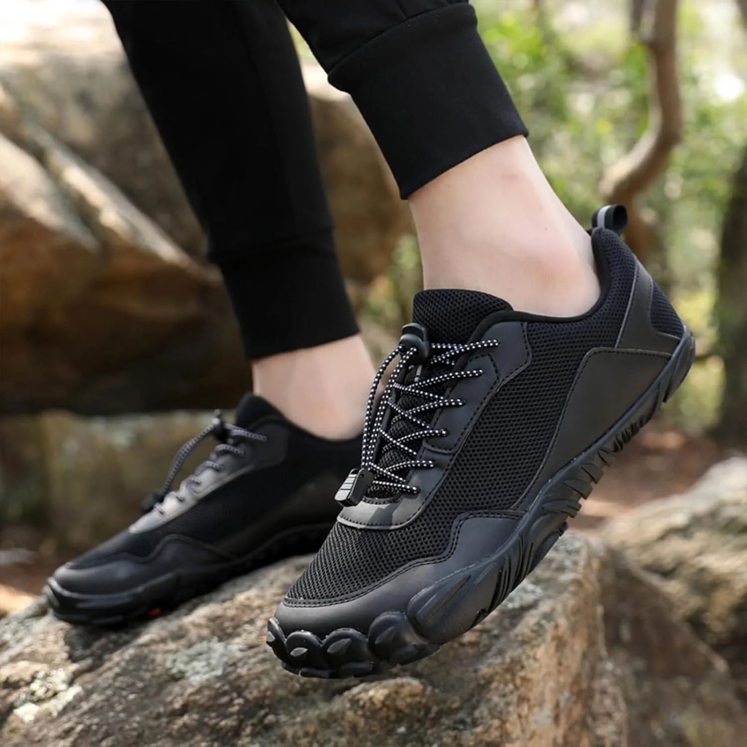 Men's Barefoot Shoes Minimalist Wide Toe Trail Running Shoes Breathable Cross Training Shoe for Gym Climbing Hiking