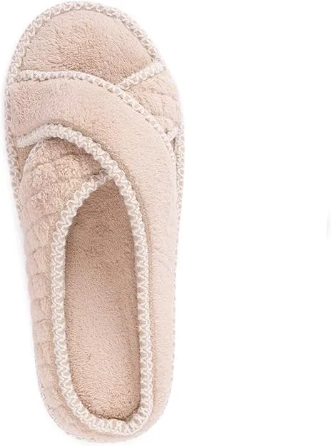 Muk Luks Women's Ada Chenille Cross band Slippers-Daisy White