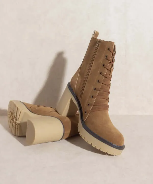 OASIS SOCIETY Jenna - Brown Platform Military Combat Boots