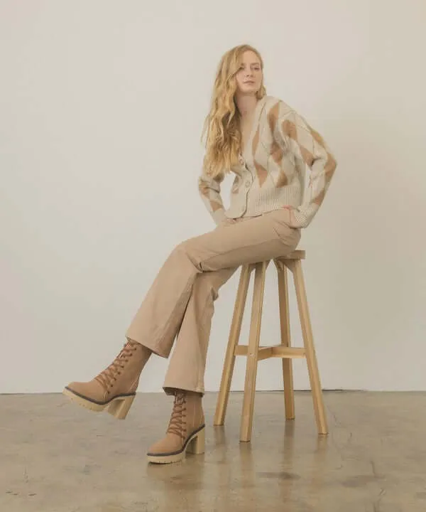OASIS SOCIETY Jenna - Brown Platform Military Combat Boots